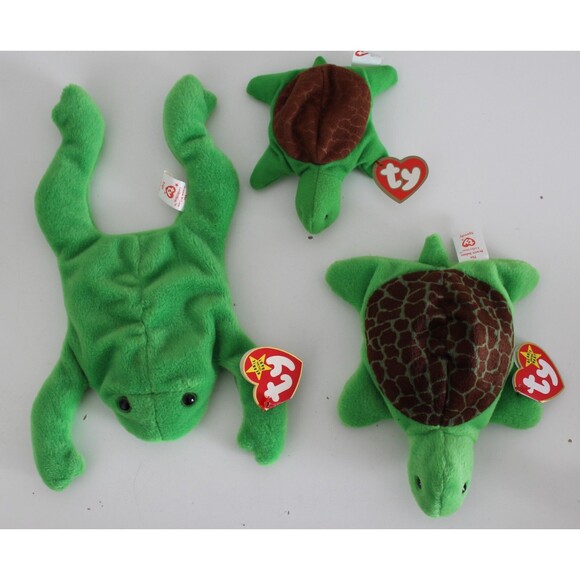3 Set Ty 1993 Teenie Beanie Babies Legs Frog Speedy Turtle 3rd Gen 4020 4030 - Picture 3 of 11